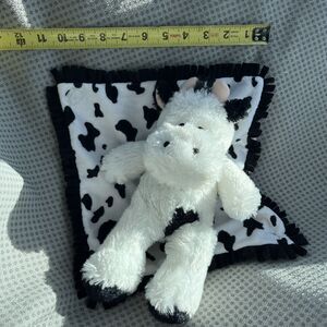 Fiesta Black and White Cow Baby Lovey Security Blanket 11" soft plush